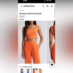 NWT Rip Curl Premium Surf Crop
Tank Bright Orange Size XXS